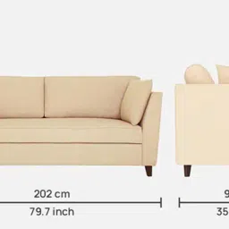 woodsworth from pepperfry Miranda Chenille Fabric 3 Seater Sofa In Beige Colour image 2