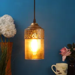 foziq Aida Antique Gold Metal Hanging Light image 1