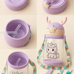 shop versa Lunch Box & Antler Sipper Bottle Set with Strap | 3-Compartment BPA-Free Tiffin 3 Containers Lunch Box image 3