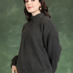 tokyo talkies Women Full Sleeve Solid Sweatshirt image 4