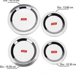 sumeet Stainless Steel Heavy Gauge Ciba/Lids/Tope/Cheeba Cover 4.84 inch, 5.43 inch, 6.1 inch, 6.57 inch Lid Set image 4