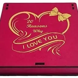 starlaser Nyaro 20 Reasons Why I Love You pink Greeting Card & Artificial Red FlowerCD Greeting Card image 2