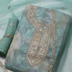 meena bazaar Unstitched Organza Salwar Suit Material Embroidered-picture-20