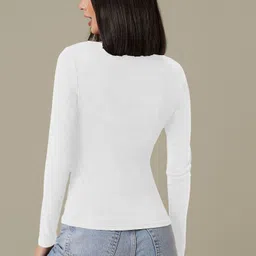 dream beauty fashion Casual Regular Sleeves Solid Women White Top image 2