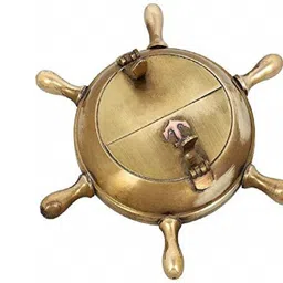 ortus Brass Nautical Wheel Design Cigarettes Ashtray for Outdoor Indoor, Unique for Home Office Tabletop Decoration, Nice Gift for Men and Women Gold Brass Ashtray-picture-23