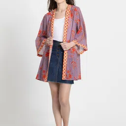 SHAYE Floral Printed Longline Georgette Shrug image 5