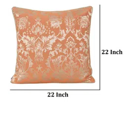 Home Peach & Gold-Toned Ethnic Motifs Jacquard Square Cushion Cover image 4