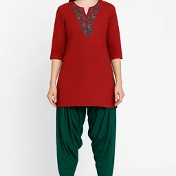 sundar Cotton Blend, Viscose Rayon Solid Patiala image 3