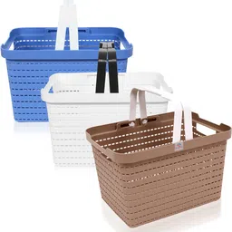 Plastic Plastic Storage Basket for Kitchen|Stationery|FLORA-222|Pack of 3|Multicolor Storage Basket-image-24