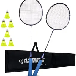 cloverbyte Single Shaft Badminton Kit Of 2 With 6 Pc Nylon Shuttlecock With Cover Badminton Kit-picture-38