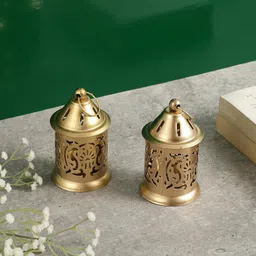 purestory Lanterns For Home Decor | Antique Lantern and Hanging Tealight Holder for Home Iron 2 - Cup Tealight Holder Set image 2