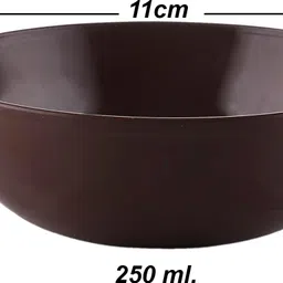 kuber industries Plastic Pasta Bowl Plastic Dishwasher Safe Round Bowls|Katori for Kitchen|250 ML|Pack of 6|Brown image 5