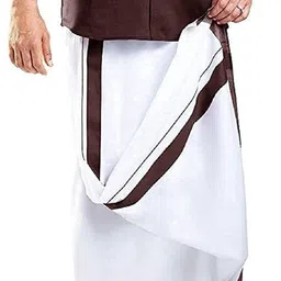 house of common Men's Pure Cotton Double Dhoti With Colour Border- 4m Men Dhoti () Solid Men Dhoti-picture-18