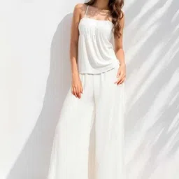 warda boutique Women Regular Fit White Cotton Blend Trousers-picture-18