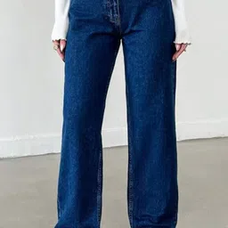 blessica Women Relaxed Fit High Rise Blue Jeans image 1