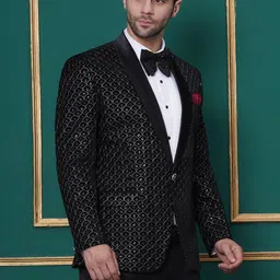 favoroski Men Embellished Tuxedo Style Wedding Blazer image 3
