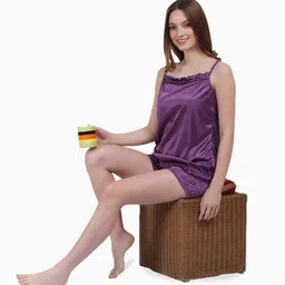 Breezly Shoulder Strap Satin Night suit image 5