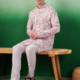 Sangria Floral Printed Mandarin Collar Long Sleeves Kurta-picture-40