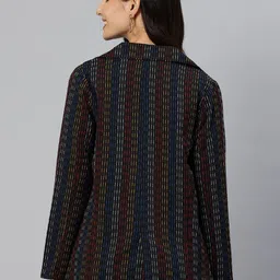 cottinfab Women Striped Double Breasted Casual Blazer image 2