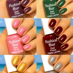 Gel Finish Power Lasting six nail polish shades collection Set No.P506 Multicolor-image-82