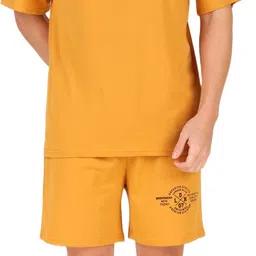 london hills Men Night Suit Set Yellow Solid image 4