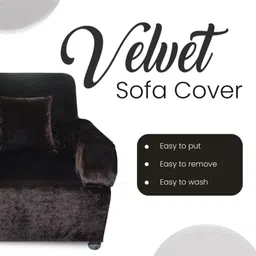 livnoor Velvet, Silk Plain 3 Seater Sofa Cover image 2