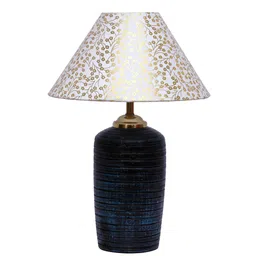 White and Gold Shade Table Lamp With Terracotta Base By Foziq image 4