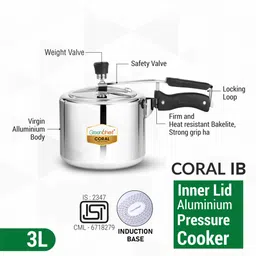 greenchef Coral InnerLid IB 3 L Induction Bottom Pressure Cooker image 4