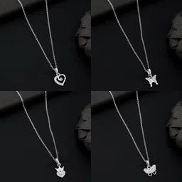 boghra sales combo pendant for girls Silver, Rhodium Diamond Silver, Alloy Pendant-picture-37