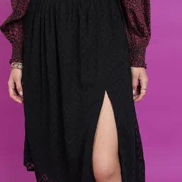 Tokyo Talkies Black Self Design A-Line Midi Skirt image 2