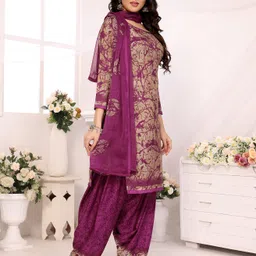 ethnicever Unstitched Crepe Salwar Suit Material Printed image 4