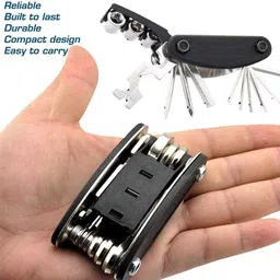 looktook ® 15 in 1 Multi-function Bicycle Tools Kit Spoke Wrench Screwdriver Cycling Pocket Size, Wrench , Bicycle Repair Tool Bike Pocket Multifunction Folding Cycling Tool image 2