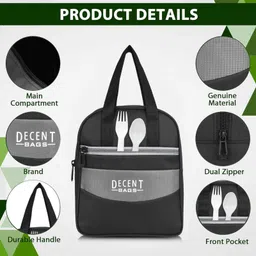 iry IB-05 BLACK BLUE LUNCH BAG 3 PIECE COMBO Waterproof Lunch Bag image 3