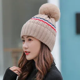 highever women's cute winter woolen caps double layers ( warm cotton inside ) Woven Beanie image 4