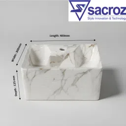 sacroz Ceramic Rectangular Countertop Wash Basin with Single Tap Hole MS-909 Table Top Basin image 4