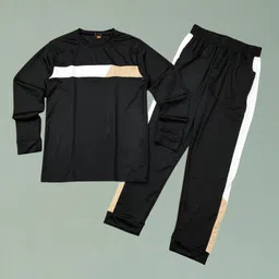 hastivouge Men Night Suit Set Black Striped-picture-13