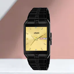 chmt HMTS Day & Date Series Original Black Plating Quartz Metal Wrist Watch Analog Watch - For Men Day & Date Functioning Black Plated Chain Watch Analog Watch - For Men-picture-19