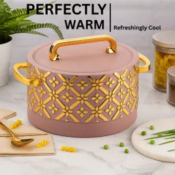 nabhya Premium Insulated Hot Pot Casserole with Golden Handles & Decorative Pattern Serve Casserole image 3