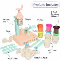 aditi toys 6 Color Play Dough Ice Cream Maker Set for Kids | Safe & Non-Toxic Creative Toy image 2