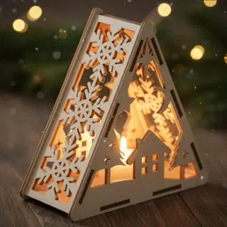 masquit Christmas Brown Wooden Table Lantern-picture-35