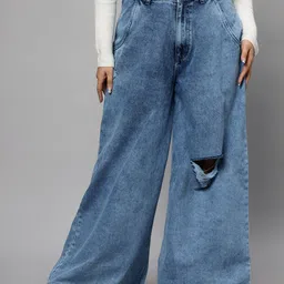 turning blue Women Flared Mid Rise Light Blue Jeans-picture-20