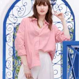 the souled store Women Boxy Fit Solid Button Down Collar Casual Shirt-picture-23