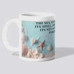 makekart High-Definition Print | Sea Shell Border & Starfish Art Drinkware Ceramic Coffee Mug image 3