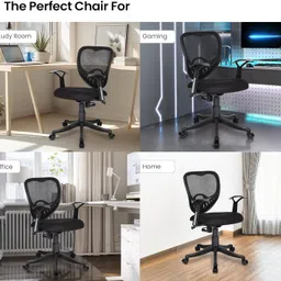 savya home Delta Plus Ergonomic Office Chair|Height Adjustable & Upholstered Seat|Mid Back, Fabric Office Executive Chair image 4