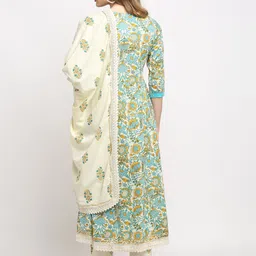 Rajnandini Women Floral Printed Pure Cotton Kurta with Trousers & Dupatta image 4