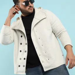 Instafab Plus Windcheater Hooded Open Front Cotton Jacket-picture-40