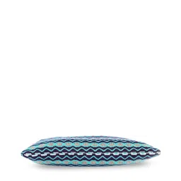 ASTRID Blue & Off-White Woven Design Travel Pouch With Tassels image 2