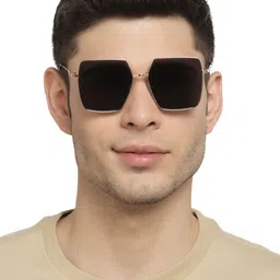 YourSpex Unisex Black Lens & Gold-Toned Square Sunglasses with UV Protected Lens image 3