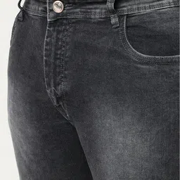 FEVER Men Grey Melange Slim Fit Low Distress Heavy Fade Stretchable Jeans image 4