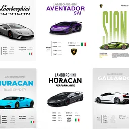 Lamborghini Pack of 6 - Lamborghini Sports Cars Wall Posters 8x12 inch (A4 Size) Included Glue dots Wall Decor Posters Wall Art For Bedroom, Living room-Paper Paper Print-image-2